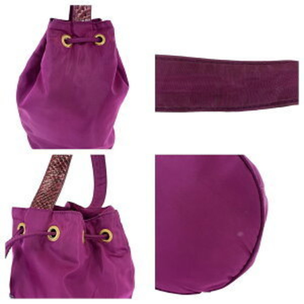 Prada Tessuto Beaded Purple Nylon Python Shoulder… - image 4